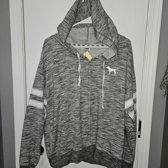 PINK Victoria's Secret Tops - PINK Victoria's Secret Gray Zip-Up Hoodie